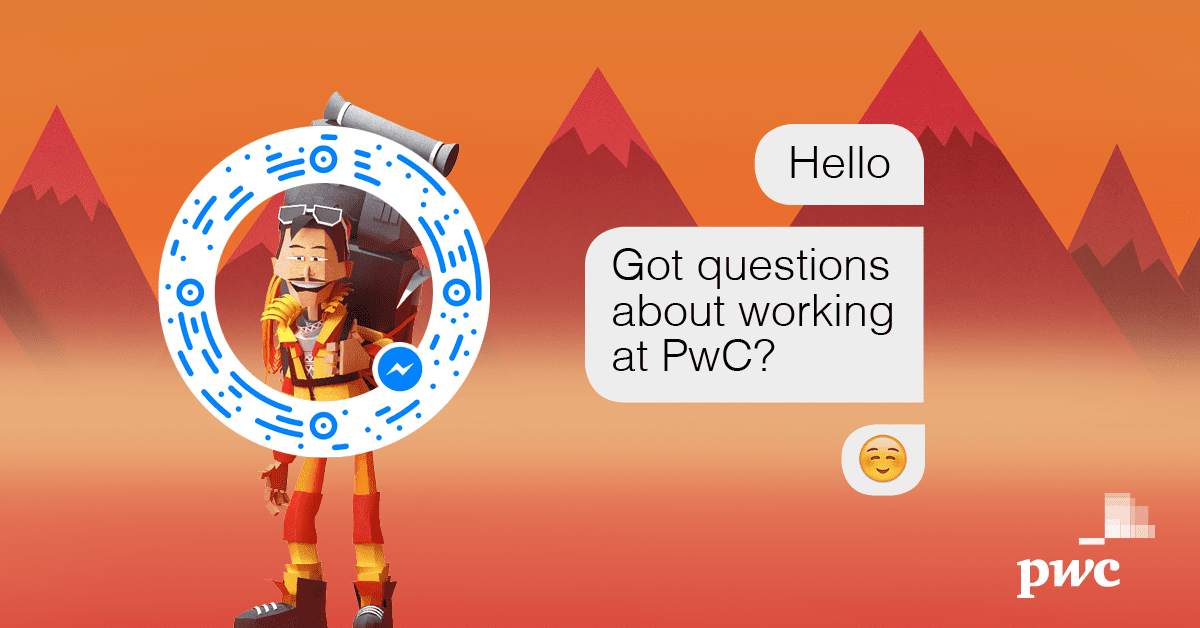 PwC Tenzing recruitment chatbot interface, developed by June20
